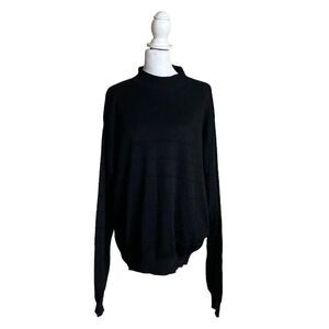 Pronto Uomo Navy Blue Knit Sweater Mens Cosby Pullover Vintage 100% Silk XL